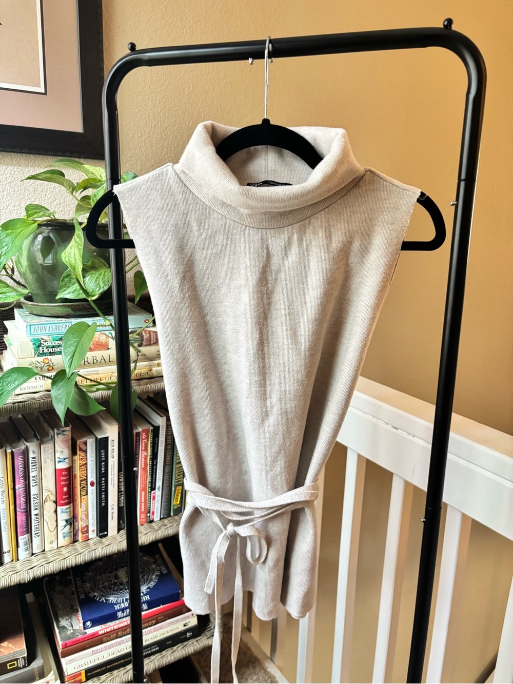 Zara Cream Sleeveless Turtleneck Knit Tunic